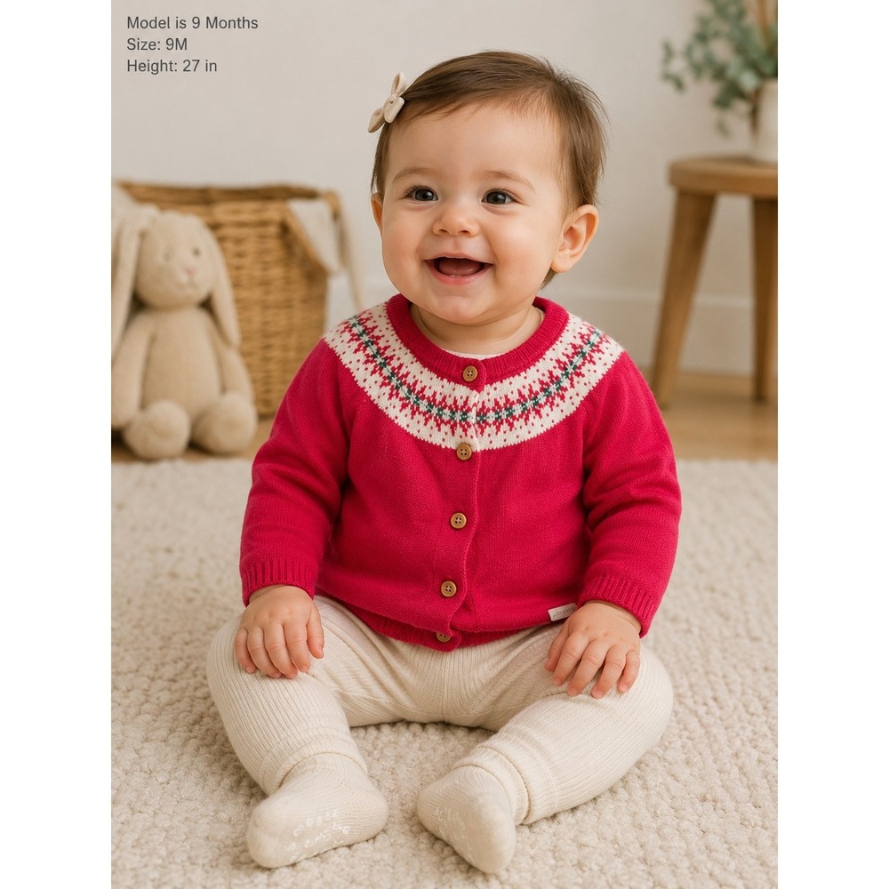Janie & Jack Fair Isle Cardigan Sweater Cottagecore Holiday XMas Infant 6-12 M